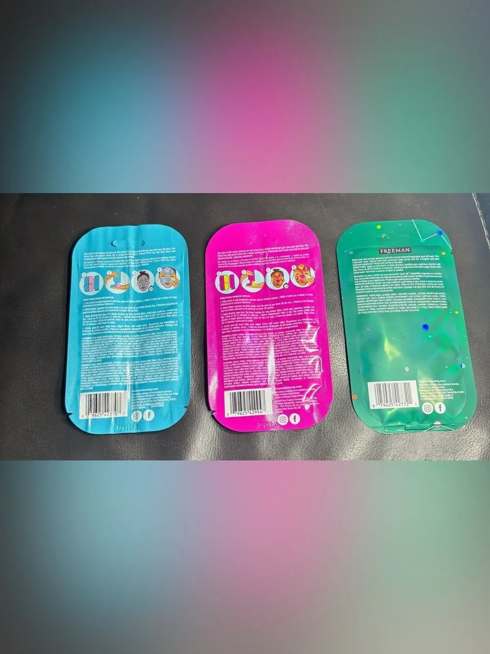 3 New Freeman Marble Peel-Off Mask - Vibrant Pink & Yellow